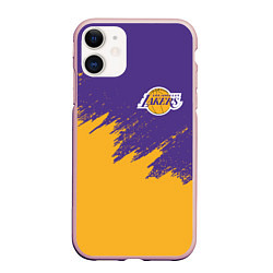 Чехол iPhone 11 матовый LA LAKERS, цвет: 3D-светло-розовый