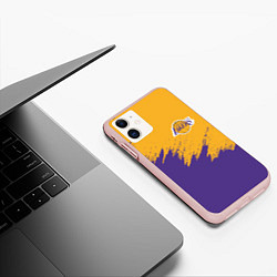 Чехол iPhone 11 матовый LA LAKERS, цвет: 3D-светло-розовый — фото 2