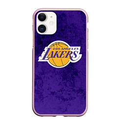 Чехол iPhone 11 матовый LA LAKERS, цвет: 3D-светло-розовый