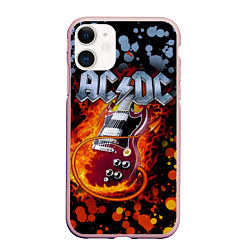 Чехол iPhone 11 матовый ACDC, цвет: 3D-светло-розовый