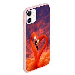 Чехол iPhone 11 матовый Flamingo Love, цвет: 3D-светло-розовый — фото 2