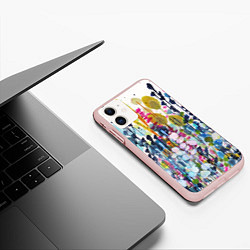Чехол iPhone 11 матовый Watercolor Flowers, цвет: 3D-светло-розовый — фото 2