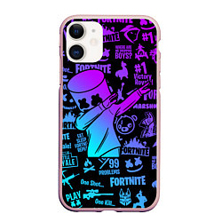 Чехол iPhone 11 матовый FORTNITE X MARSHMELLO, цвет: 3D-светло-розовый
