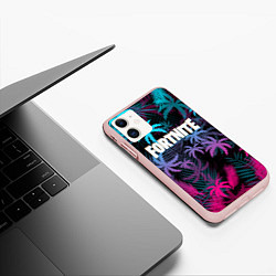 Чехол iPhone 11 матовый FORTNITE, цвет: 3D-светло-розовый — фото 2
