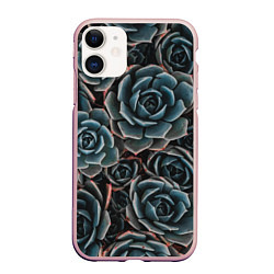 Чехол iPhone 11 матовый Цветы Розы, цвет: 3D-светло-розовый