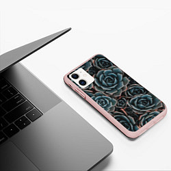 Чехол iPhone 11 матовый Цветы Розы, цвет: 3D-светло-розовый — фото 2