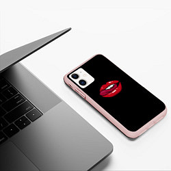 Чехол iPhone 11 матовый Губы, цвет: 3D-светло-розовый — фото 2
