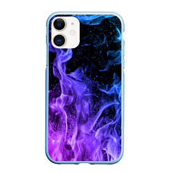 Чехол iPhone 11 матовый ОГОНЬ НЕОН, цвет: 3D-голубой