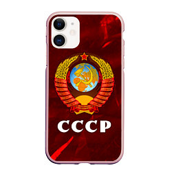 Чехол iPhone 11 матовый СССР USSR, цвет: 3D-светло-розовый
