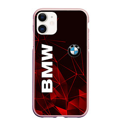 Чехол iPhone 11 матовый BMW, цвет: 3D-светло-розовый