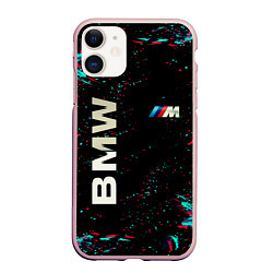 Чехол iPhone 11 матовый BMW, цвет: 3D-светло-розовый