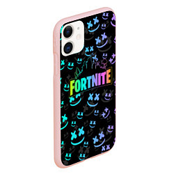 Чехол iPhone 11 матовый FORTNITE MARSHMELLO, цвет: 3D-светло-розовый — фото 2