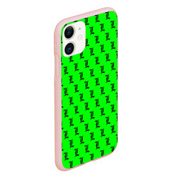 Чехол iPhone 11 матовый Эл паттерн зеленый, цвет: 3D-светло-розовый — фото 2