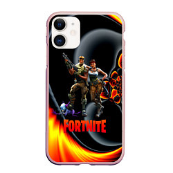 Чехол iPhone 11 матовый FORTNITE S, цвет: 3D-светло-розовый