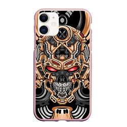 Чехол iPhone 11 матовый CyberSkull, цвет: 3D-светло-розовый