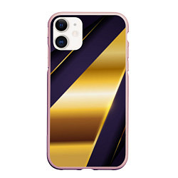 Чехол iPhone 11 матовый 3D luxury золото, цвет: 3D-светло-розовый