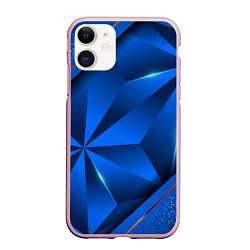 Чехол iPhone 11 матовый 3D абстрактные фигуры BLUE, цвет: 3D-светло-розовый