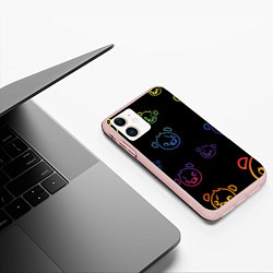 Чехол iPhone 11 матовый Colorful Bear, цвет: 3D-светло-розовый — фото 2