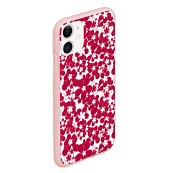 Чехол iPhone 11 матовый Бело-красный цветочный, цвет: 3D-светло-розовый — фото 2
