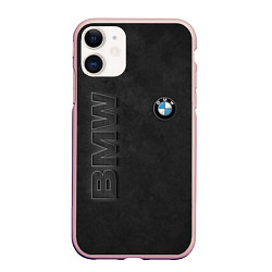 Чехол iPhone 11 матовый BMW LOGO AND INSCRIPTION, цвет: 3D-светло-розовый