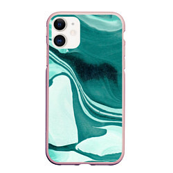 Чехол iPhone 11 матовый Красочный развод, цвет: 3D-светло-розовый