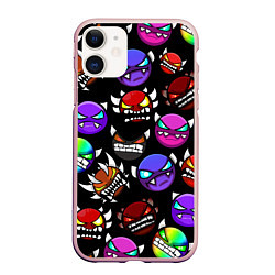 Чехол iPhone 11 матовый Geometry Dash: Demons Squad, цвет: 3D-светло-розовый