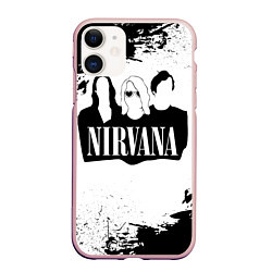 Чехол iPhone 11 матовый Нирвана Рок Группа Гранж ЧБ Nirvana, цвет: 3D-светло-розовый