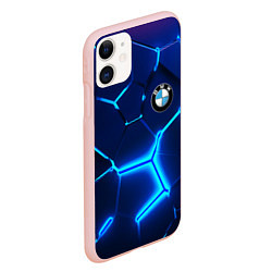 Чехол iPhone 11 матовый BMW LOGO 3Д ПЛИТЫ ГЕОМЕТРИЯ, цвет: 3D-светло-розовый — фото 2