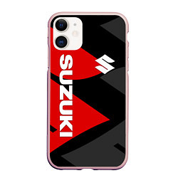 Чехол iPhone 11 матовый SUZUKI СУЗУКИ RED LOGO, цвет: 3D-светло-розовый