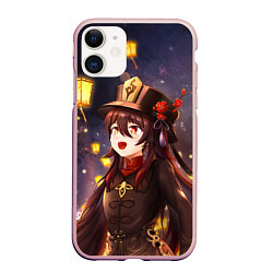 Чехол iPhone 11 матовый Ху Тао Genshin Impact, цвет: 3D-светло-розовый