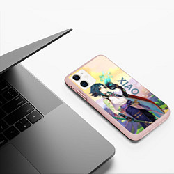 Чехол iPhone 11 матовый Xiao, Genshin Impact, цвет: 3D-светло-розовый — фото 2