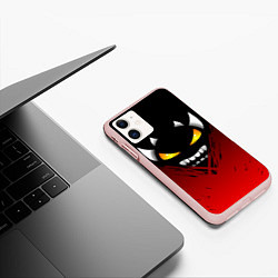 Чехол iPhone 11 матовый Geometry Dash: Demon Smile, цвет: 3D-светло-розовый — фото 2
