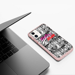 Чехол iPhone 11 матовый JOJOS BIZARRE ADVENTURE ЧЁРНО БЕЛОЕ, цвет: 3D-светло-розовый — фото 2