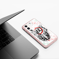 Чехол iPhone 11 матовый КЛИНОК РАССЕКАЮЩИЙ ДЕМОНОВ, БРЫЗГИ КРАСОК, цвет: 3D-светло-розовый — фото 2