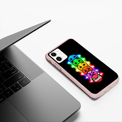 Чехол iPhone 11 матовый Geometry Dash: Demons Levels, цвет: 3D-светло-розовый — фото 2