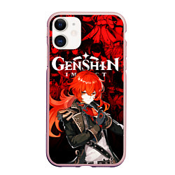Чехол iPhone 11 матовый GENSHIN IMPACT DILUC ГЕНШИН ИМПАКТ ДИЛЮК, цвет: 3D-светло-розовый