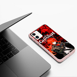 Чехол iPhone 11 матовый GENSHIN IMPACT DILUC ГЕНШИН ИМПАКТ ДИЛЮК, цвет: 3D-светло-розовый — фото 2