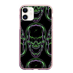 Чехол iPhone 11 матовый Skulls vanguard pattern 2077, цвет: 3D-светло-розовый