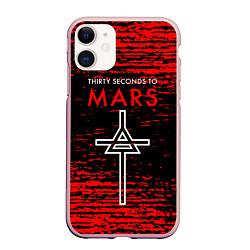 Чехол iPhone 11 матовый 30 Seconds to Mars - До марса 30 сек, цвет: 3D-светло-розовый