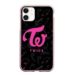 Чехол iPhone 11 матовый Twice с музыкальным фоном, цвет: 3D-светло-розовый