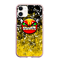 Чехол iPhone 11 матовый Geometry Dash demon, цвет: 3D-светло-розовый