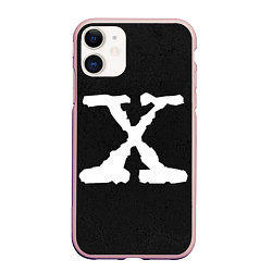 Чехол iPhone 11 матовый X files logo на чёрном, цвет: 3D-светло-розовый