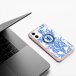 Чехол iPhone 11 матовый Chelsea football, цвет: 3D-светло-розовый — фото 2