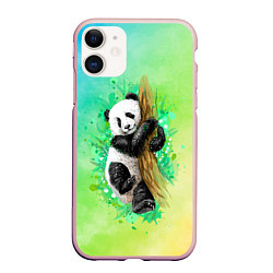 Чехол iPhone 11 матовый ПАНДА PANDA ЦВЕТНЫЕ КРАСКИ, цвет: 3D-светло-розовый