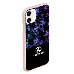 Чехол iPhone 11 матовый LEXUS LOGO NEON PATTERN, цвет: 3D-светло-розовый — фото 2