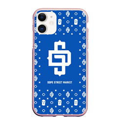 Чехол iPhone 11 матовый Узор Blue Dope Street Market, цвет: 3D-светло-розовый