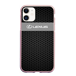 Чехол iPhone 11 матовый Lexus соты, цвет: 3D-светло-розовый