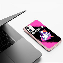 Чехол iPhone 11 матовый Виктория КОШЕЧКА Краски, цвет: 3D-светло-розовый — фото 2