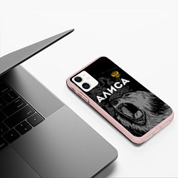 Чехол iPhone 11 матовый Алиса Россия Медведь, цвет: 3D-светло-розовый — фото 2