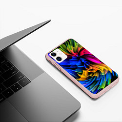 Чехол iPhone 11 матовый Абстрактная неоновая композиция Abstract neon comp, цвет: 3D-светло-розовый — фото 2